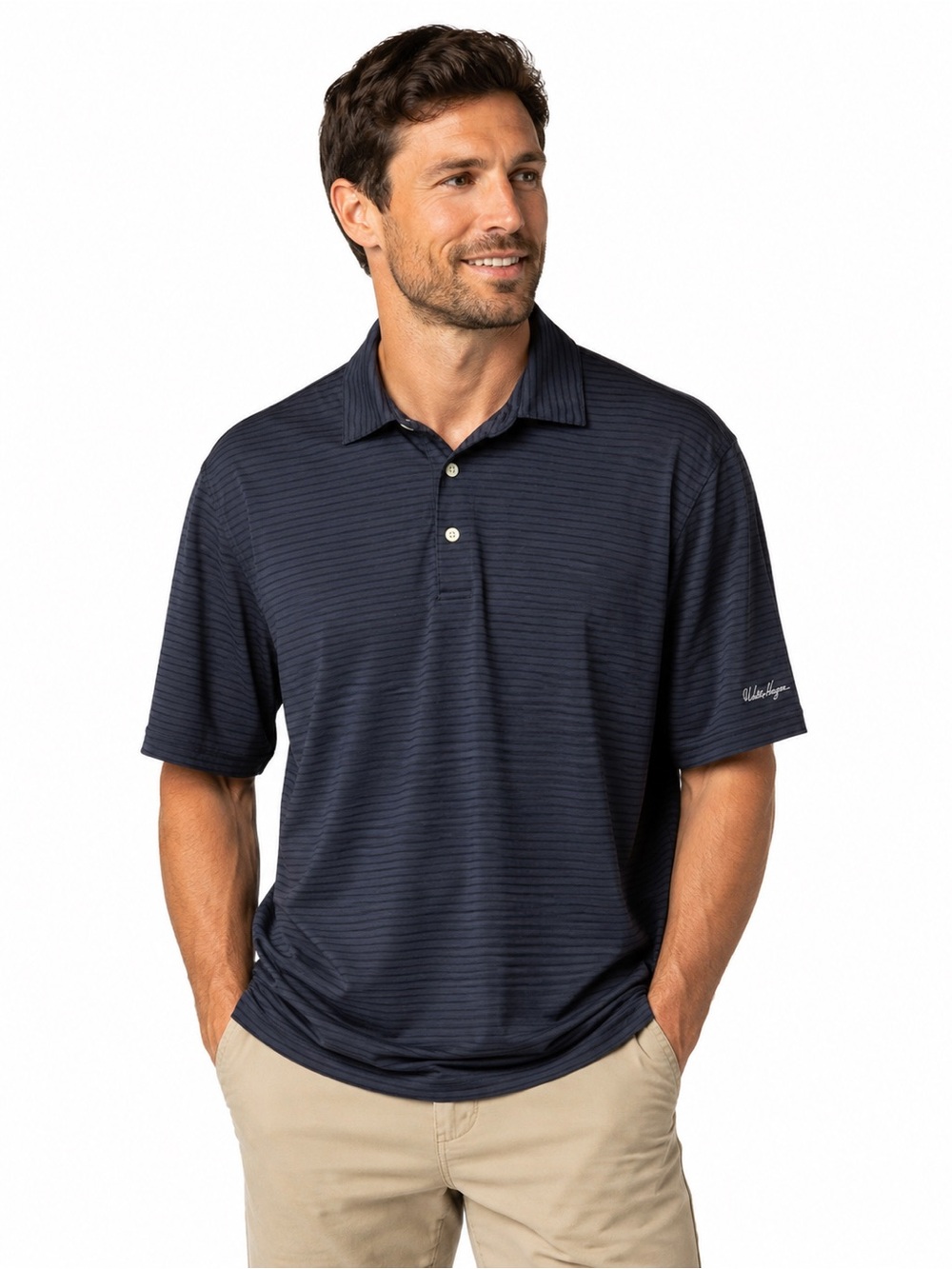 Walter Hagen Men's Black Striped Polo Shirt